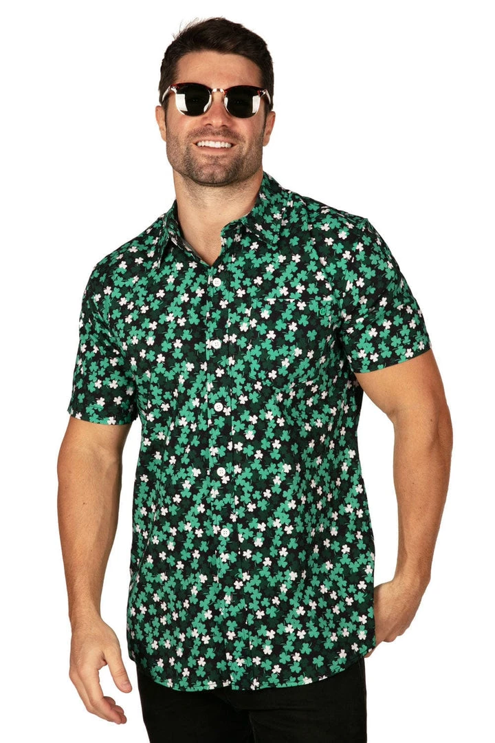 Tipsy Elves Men's Clover Confetti Button Down Shirt 2 Tipsy Elves Men's Clover Confetti Button Down Shirt