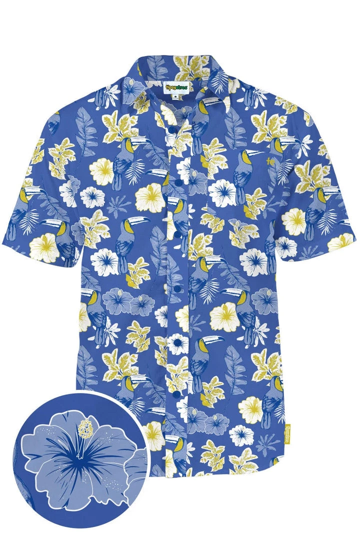 Tipsy Elves Men's Blue Botanics Hawaiian Shirt 1 Tipsy Elves Men's Blue Botanics Hawaiian Shirt