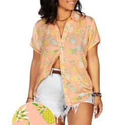 Tipsy Elves Women's Pina Colada Hawaiian Shirt