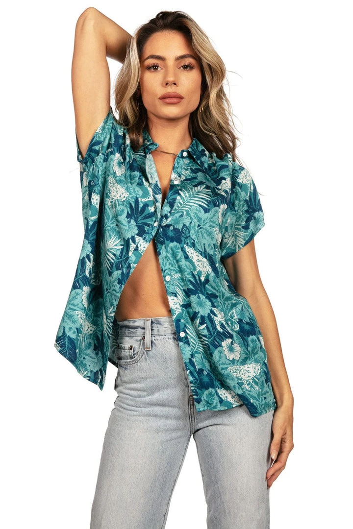 Tipsy Elves Women's Leapin' Leopard Hawaiian Shirt 4 Tipsy Elves Women's Leapin' Leopard Hawaiian Shirt