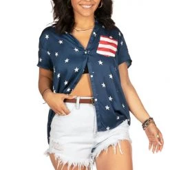 Tipsy Elves Women's Classic Flag Button Down Shirt
