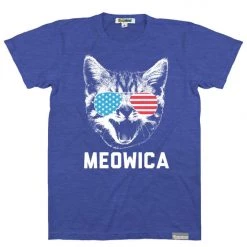 Tipsy Elves Men's Blue Meowica Tee Patriotic