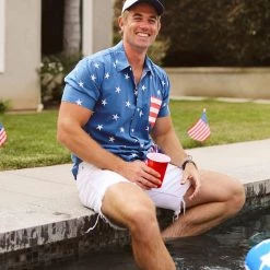 Tipsy Elves Men's Old Glory Button Down Shirt Patriotic