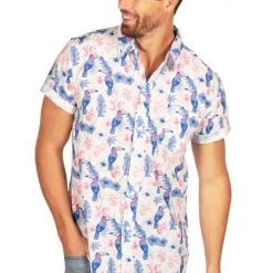 Tipsy Elves Men's Toucan Tango White Hawaiian Shirt