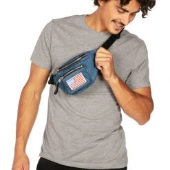 Tipsy Elves Blue Jean Buckle Fanny Pack With Drink Holder