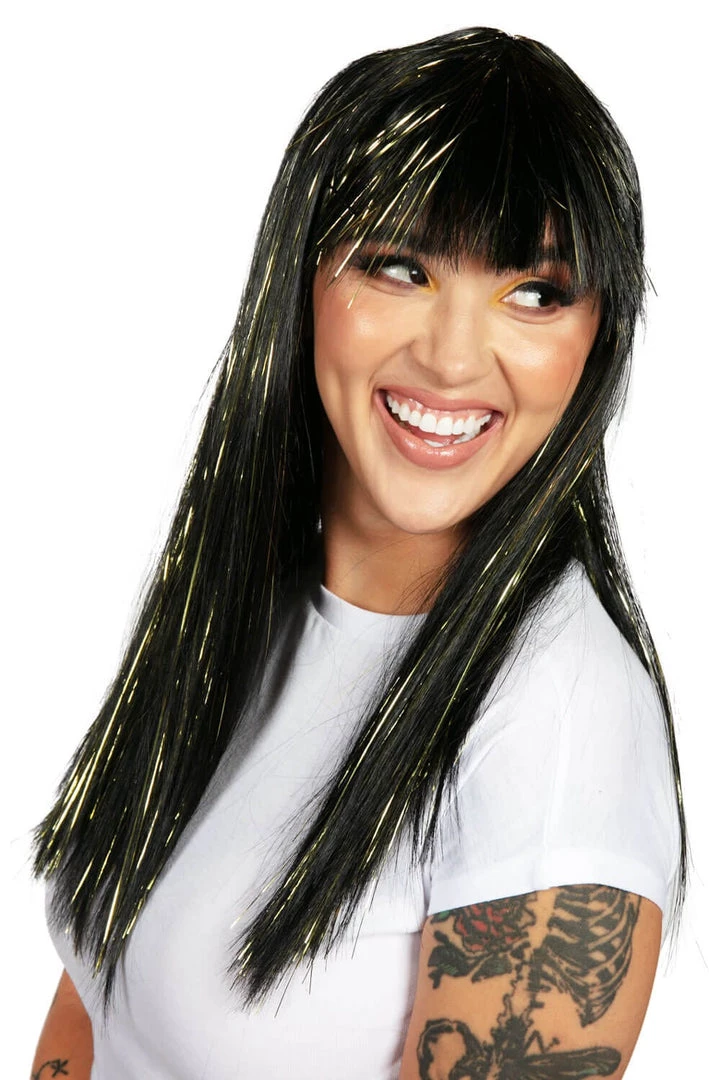 Tipsy Elves Metallic Gold Wig With Bangs 2 Tipsy Elves Metallic Gold Wig With Bangs
