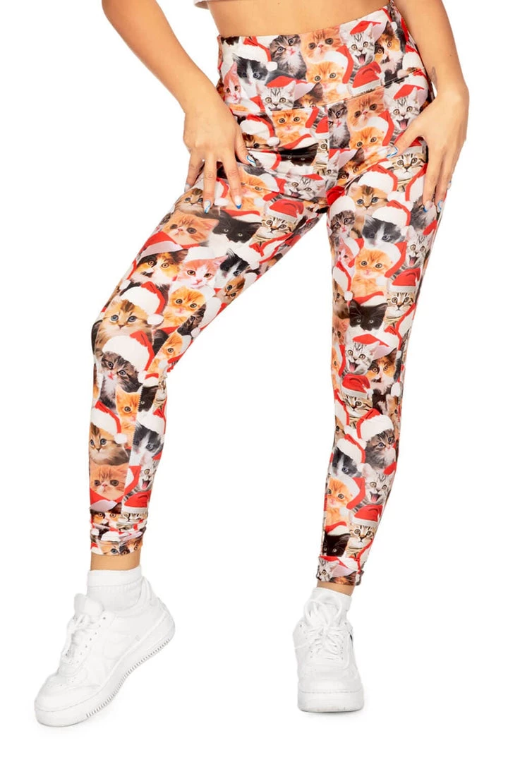 Tipsy Elves Christmas Cat High Waisted Leggings Women 1 Tipsy Elves Christmas Cat High Waisted Leggings Women
