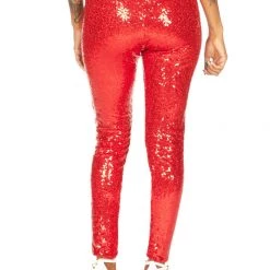 Tipsy Elves Red Sequin High Waisted Leggings