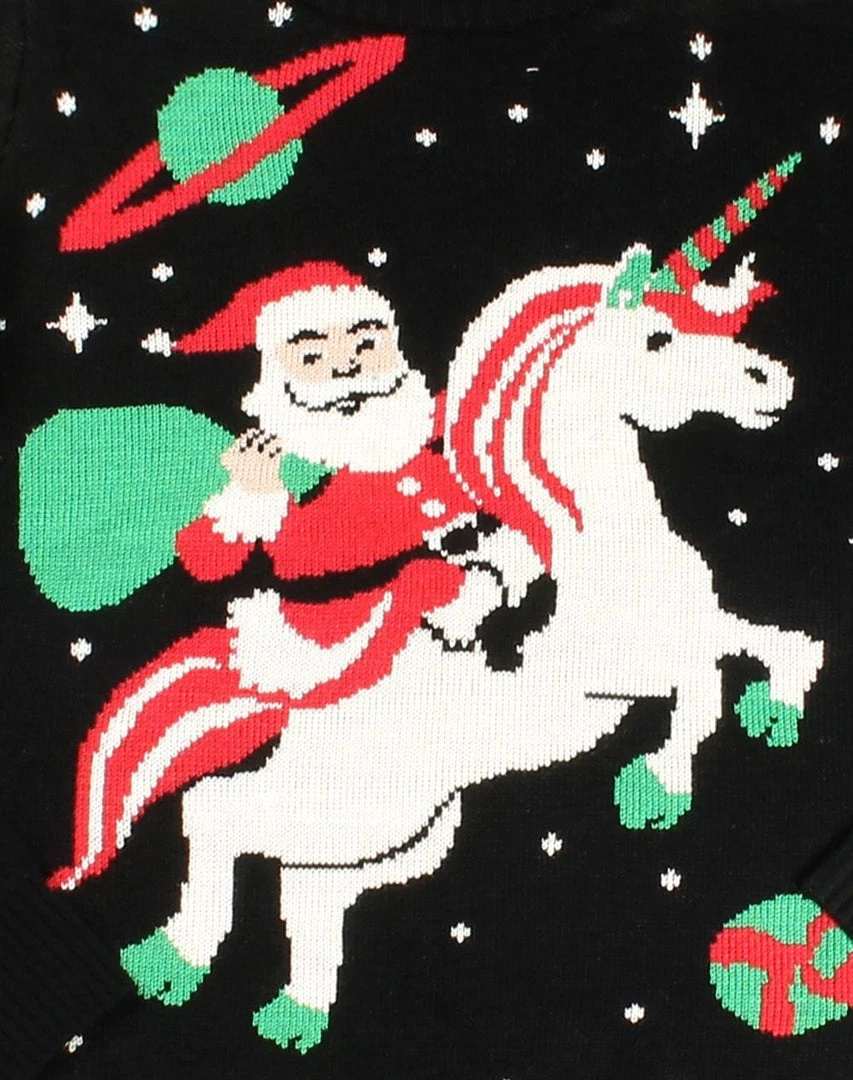Tipsy Elves Women's Santa Unicorn Ugly Christmas Sweater 5 Tipsy Elves Women's Santa Unicorn Ugly Christmas Sweater