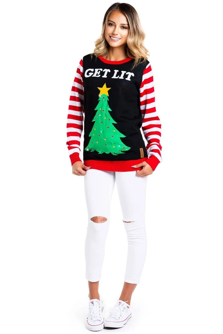 Tipsy Elves Women's Get Lit Light Up Ugly Christmas Sweater 6 Tipsy Elves Women's Get Lit Light Up Ugly Christmas Sweater