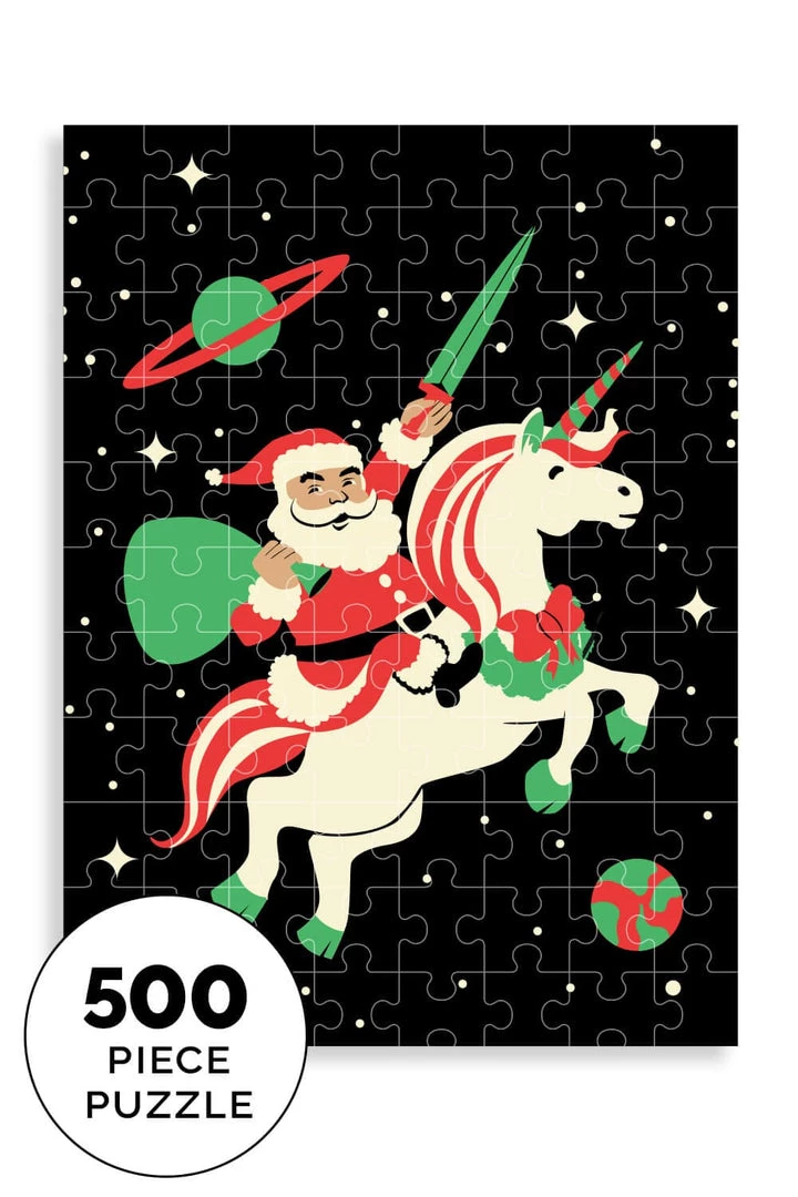 Tipsy Elves Santa Unicorn 500 Piece Puzzle 1 Tipsy Elves Santa Unicorn 500 Piece Puzzle