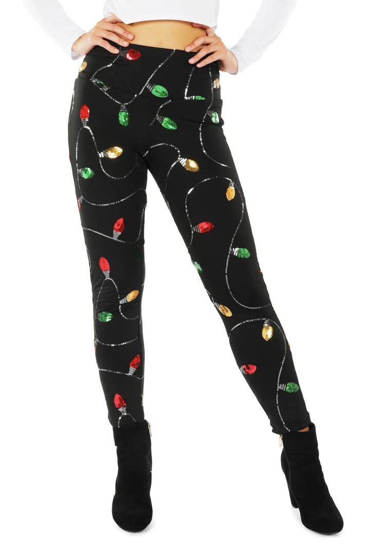 Tipsy Elves Women Christmas Lights High Waisted Leggings 1 Tipsy Elves Women Christmas Lights High Waisted Leggings