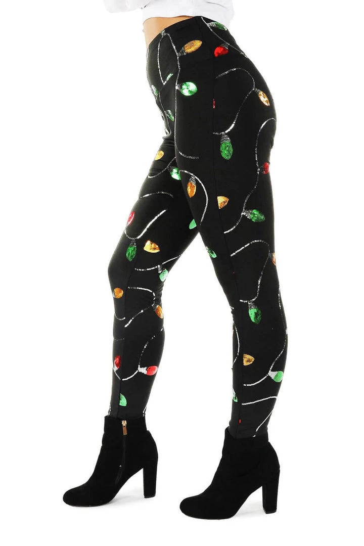 Tipsy Elves Women Christmas Lights High Waisted Leggings 2 Tipsy Elves Women Christmas Lights High Waisted Leggings