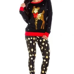 Tipsy Elves Gold Foil Ornament Leggings Women 5 Tipsy Elves Gold Foil Ornament Leggings Women
