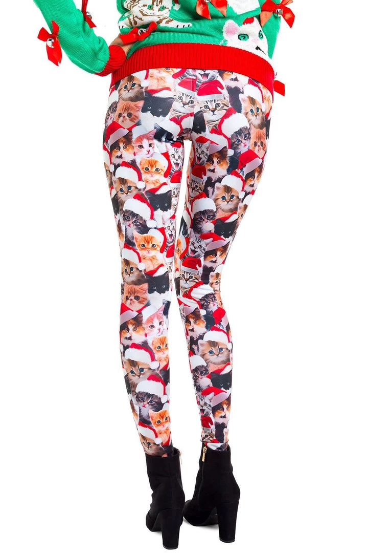 Tipsy Elves Meowy Christmas Leggings Women 2 Tipsy Elves Meowy Christmas Leggings Women