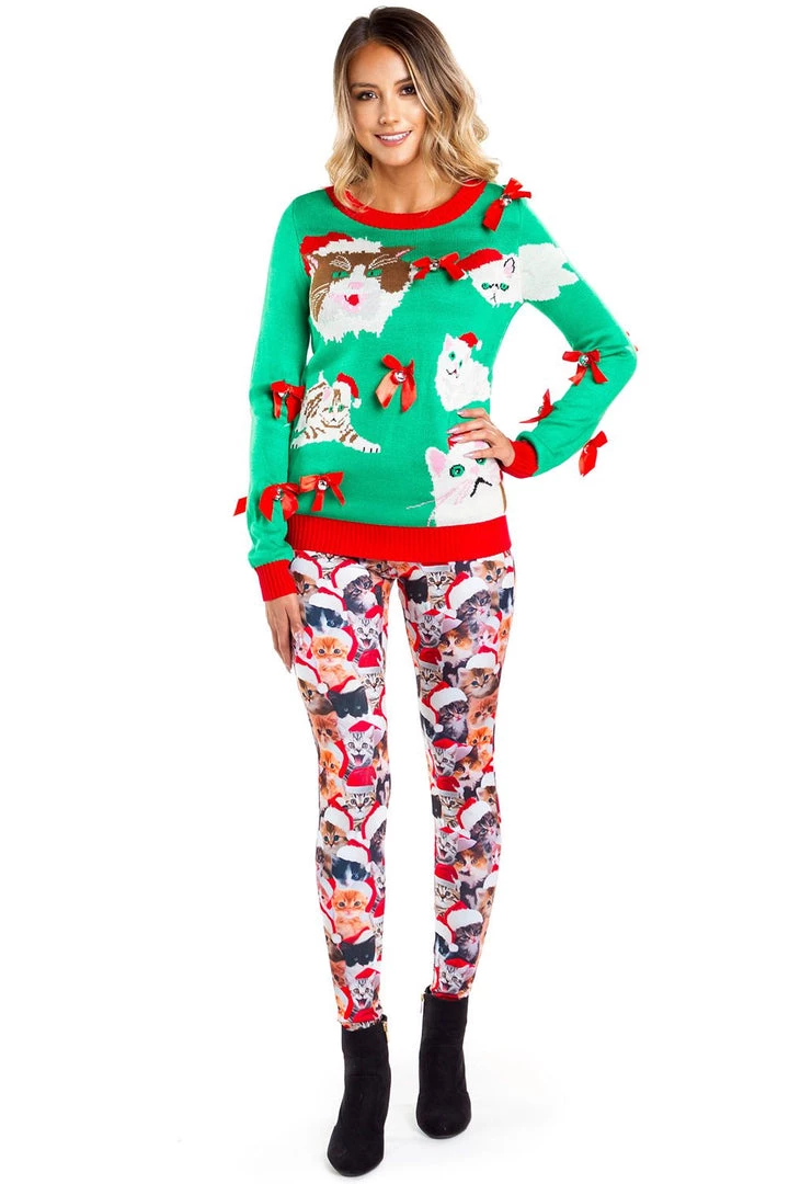 Tipsy Elves Meowy Christmas Leggings Women 3 Tipsy Elves Meowy Christmas Leggings Women