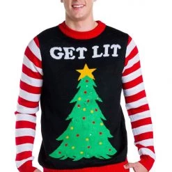 Tipsy Elves Men's Get Lit Light Up Ugly Christmas Sweater