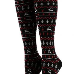 Tipsy Elves Women's Red And Black Fair Isle Socks