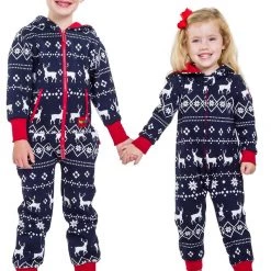 Tipsy Elves Holidays & Occasions Boy's / Girl's Blue Fair Isle Reindeer Jumpsuit