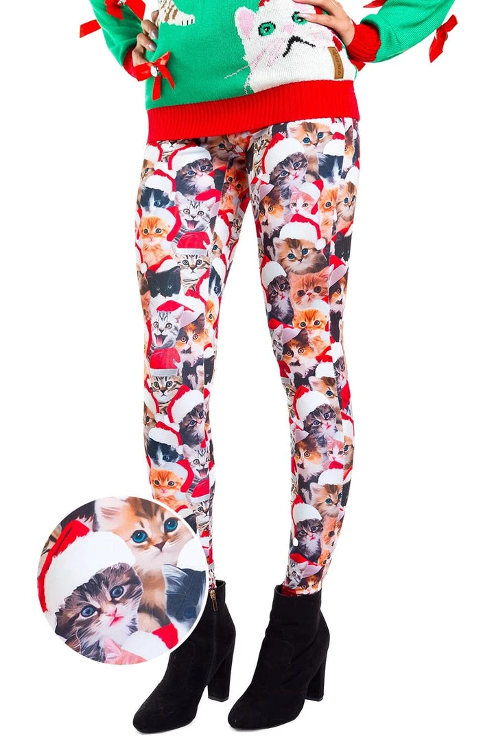 Tipsy Elves Meowy Christmas Leggings Women 1 Tipsy Elves Meowy Christmas Leggings Women