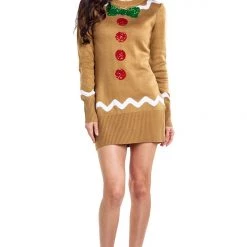 Tipsy Elves Women's Gingerbread Sweater Dress 6 Tipsy Elves Women's Gingerbread Sweater Dress