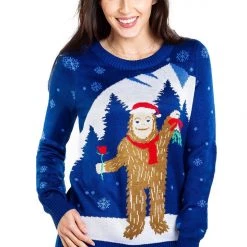 Tipsy Elves Women's Romantic Sasquatch Ugly Christmas Sweater
