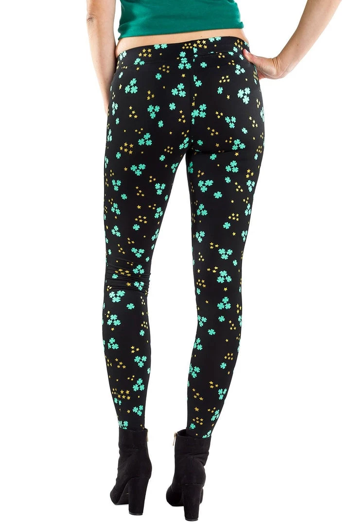 Tipsy Elves Women Metallic Shooting Clover Leggings 2 Tipsy Elves Women Metallic Shooting Clover Leggings