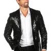 Tipsy Elves Men Black Sequin Blazer