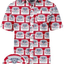 Tipsy Elves Men's Americold One Budweiser Button Down Shirt Patriotic