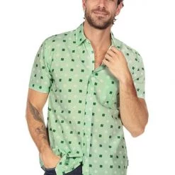 Tipsy Elves Men's Mint Clover Button Down Shirt 7 Tipsy Elves Men's Mint Clover Button Down Shirt