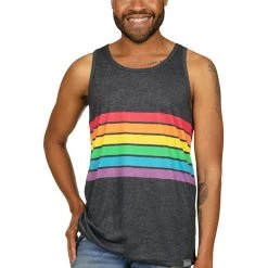Tipsy Elves Charcoal Rainbow All The Way Tank Top - Men's Cut