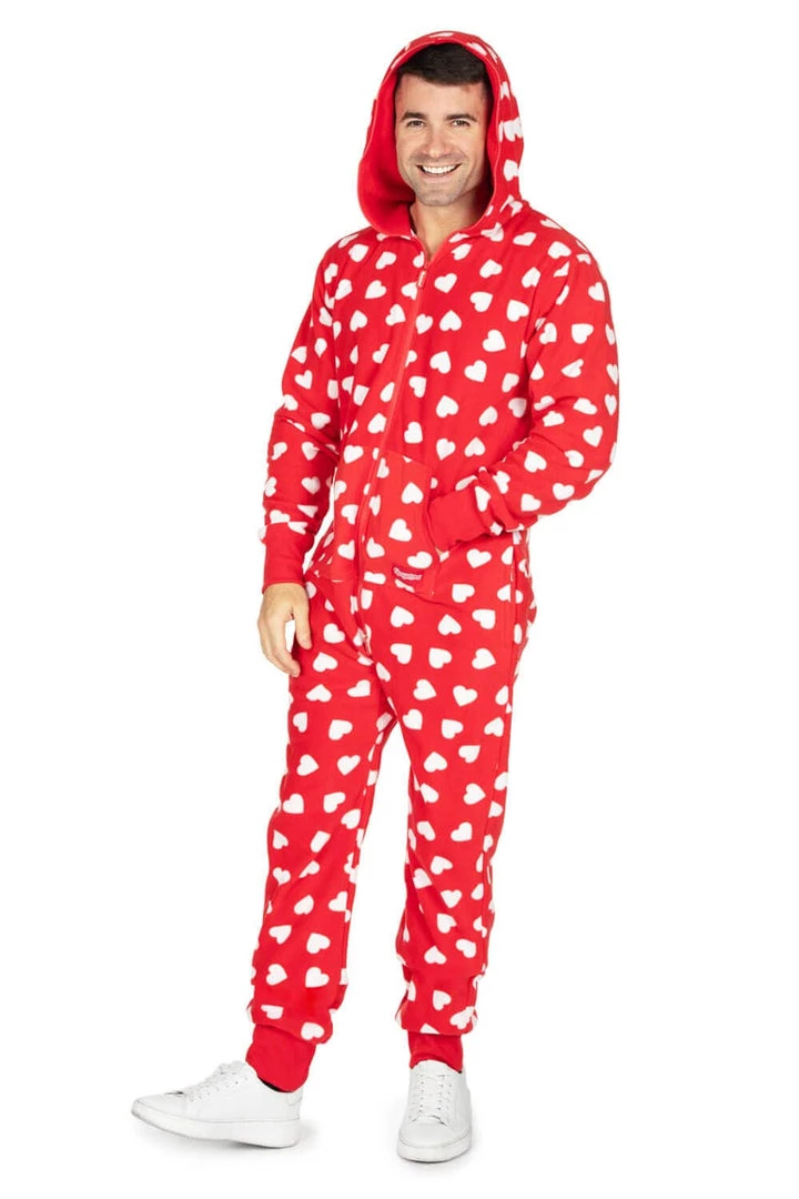 Tipsy Elves Men's Beating Hearts Jumpsuit & Gift Box 1 Tipsy Elves Men's Beating Hearts Jumpsuit & Gift Box
