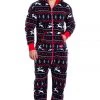 Tipsy Elves Men's Black And Red Fair Isle Jumpsuit