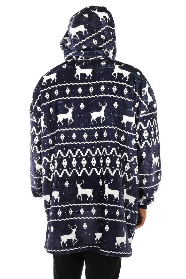 Tipsy Elves Blue Reindeer Blanket Hoodie 3 Tipsy Elves Blue Reindeer Blanket Hoodie