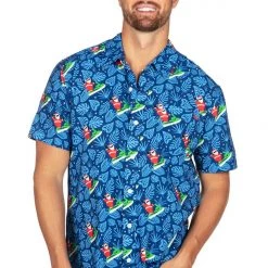 Tipsy Elves Men's Santa Jet Ski Button Down Shirt