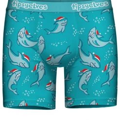 Tipsy Elves Men's Santa Shark Boxer Briefs