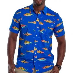 Tipsy Elves Men's Fish Fish Bish Hawaiian Shirt