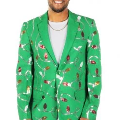 Tipsy Elves Green Sequin Light Blazer Men