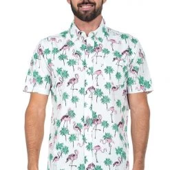 Tipsy Elves Spring Men's Single & Ready To Flamingle Hawaiian Shirt