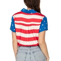 Tipsy Elves Women's American Flag Button Down Shirt