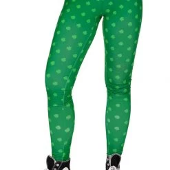 Tipsy Elves Women Green Clover Leggings