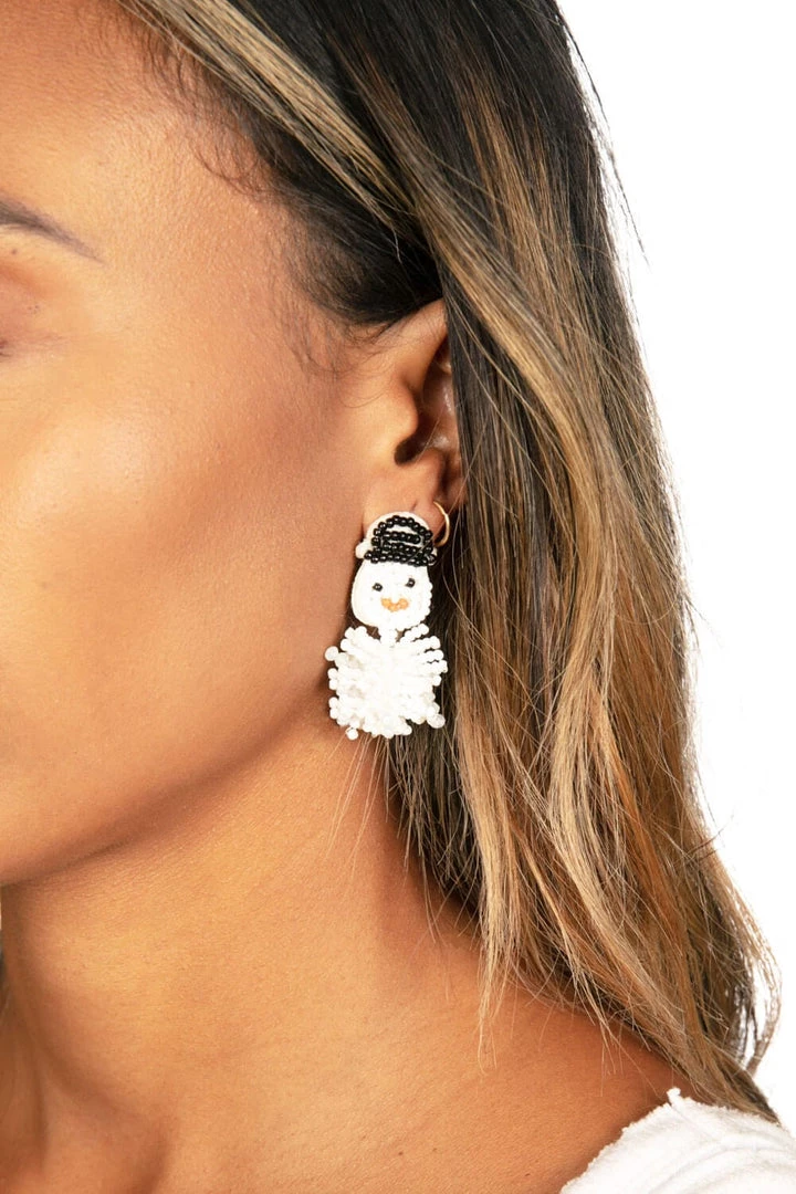 Tipsy Elves Women Beaded Snowman Earrings 2 Tipsy Elves Women Beaded Snowman Earrings
