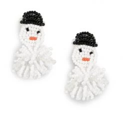 Tipsy Elves Women Beaded Snowman Earrings