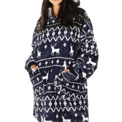Tipsy Elves Blue Reindeer Blanket Hoodie 15 Tipsy Elves Blue Reindeer Blanket Hoodie