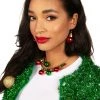 Tipsy Elves Ornament Bulb Necklace And Earrings Women