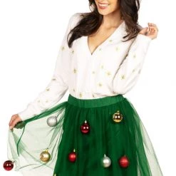 Tipsy Elves Women's Tree Skirt And Cardigan Set