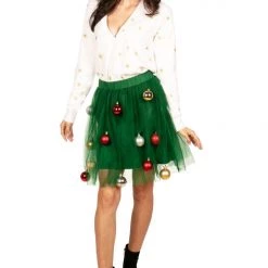 Tipsy Elves Women's Tree Skirt And Cardigan Set
