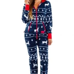 Tipsy Elves Women's Blue Reindeer Jumpsuit
