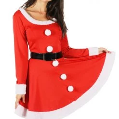 Tipsy Elves Women Santa Spinner Dress With Belt