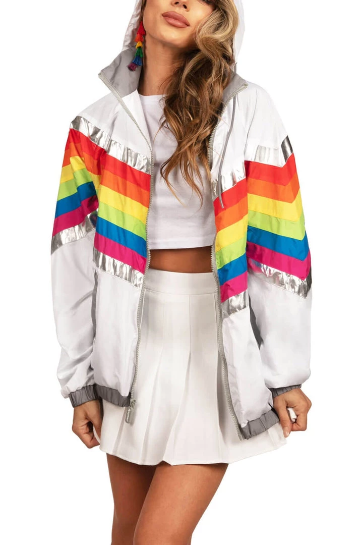 Tipsy Elves Rainbow Pro Windbreaker Jacket - Women's Cut 1 Tipsy Elves Rainbow Pro Windbreaker Jacket - Women's Cut